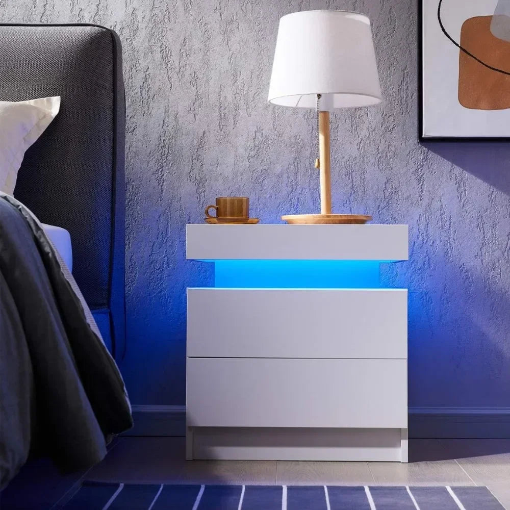 LED Nightstand with 2 Drawers