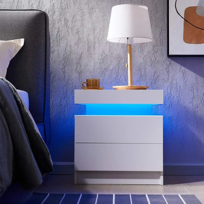 LED Nightstand with 2 Drawers