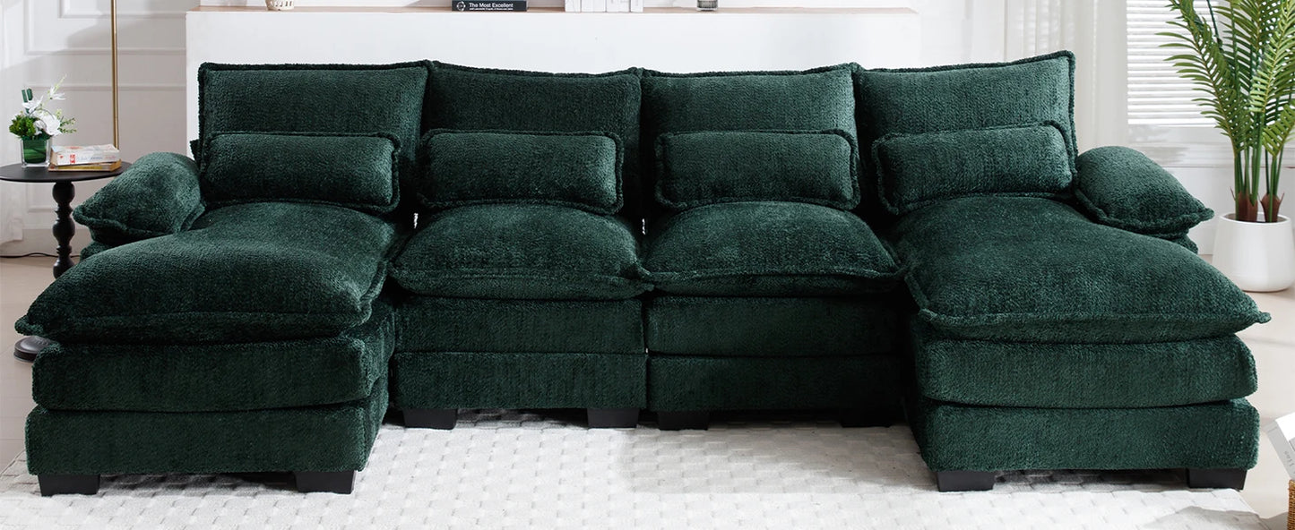 Sofa Sleeper w/ Double Chaise Memory Foam