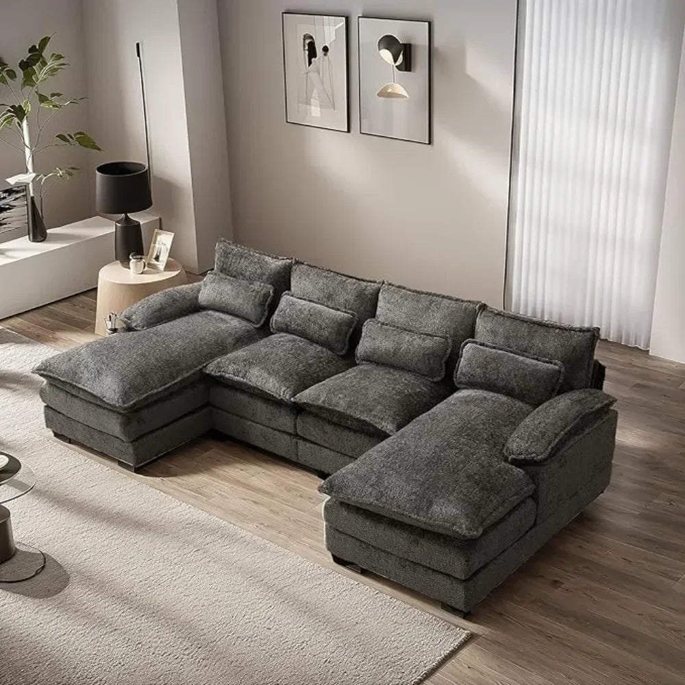 Sofa Sleeper w/ Double Chaise Memory Foam