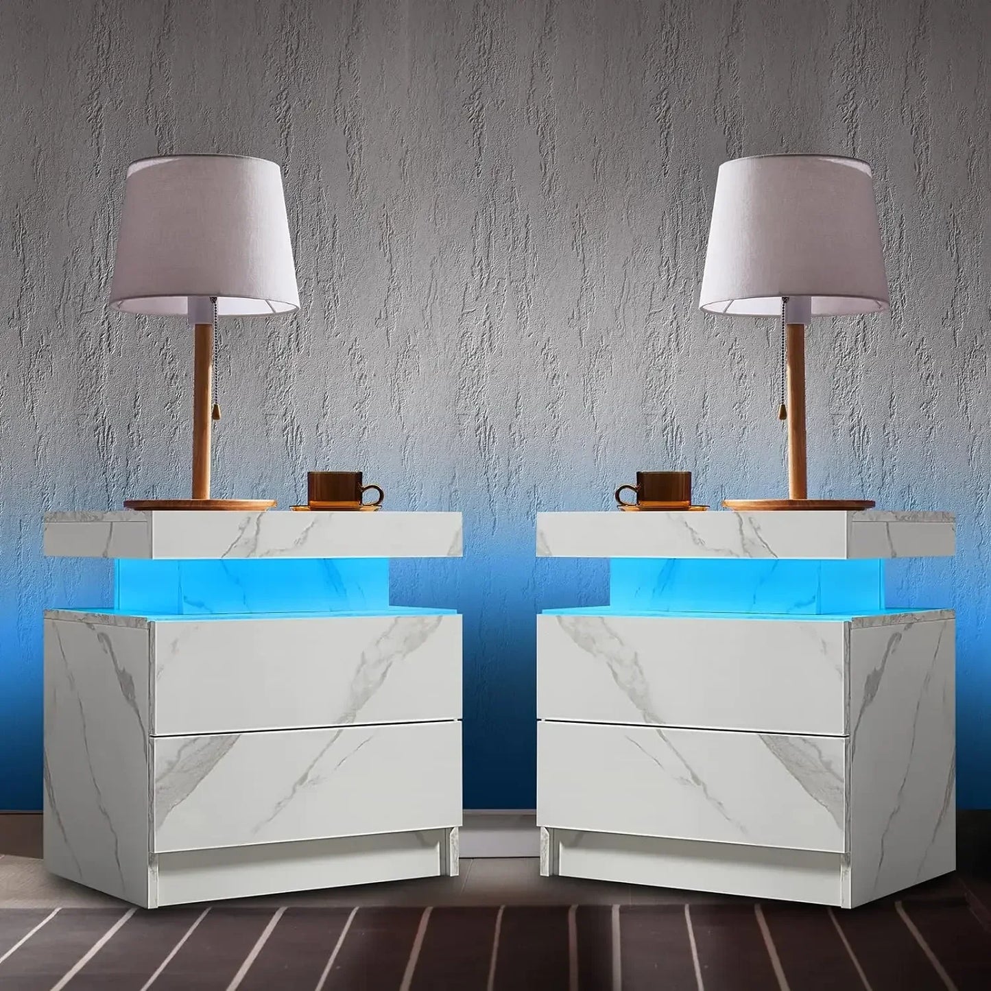 LED Nightstand with 2 Drawers