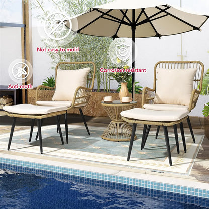 Wicker Patio Furniture Set w/Ottoman