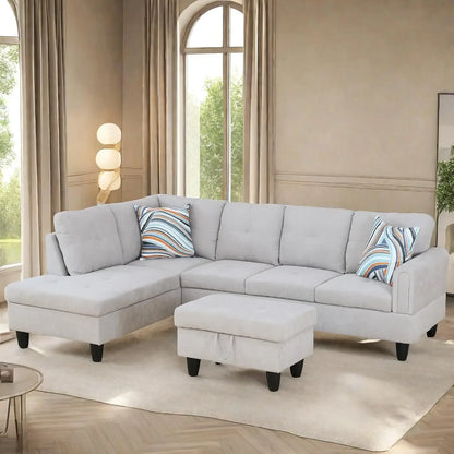 L Shaped Sofa w/ Ottoman Sectional
