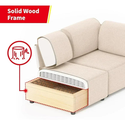 U-Shaped Sectional Sofa w/ Ottoman,  Convertible Sofa Bed
