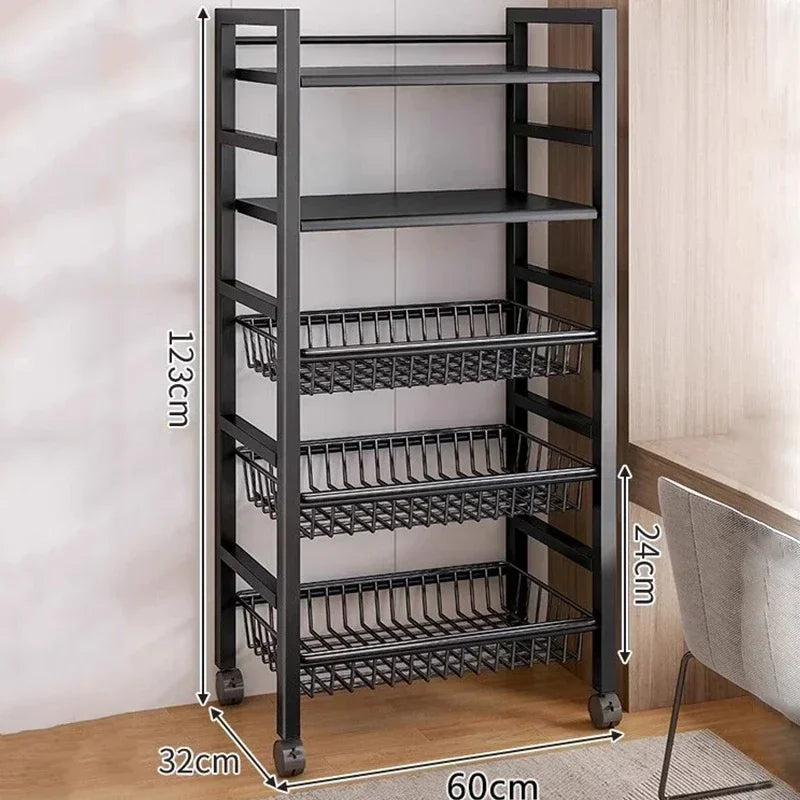 Kitchen Vegetable Basket Trolley & Multifunctional Storage Rack