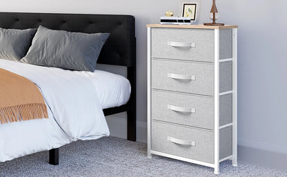 Dresser with 4 Drawers - Fabric Storage Tower