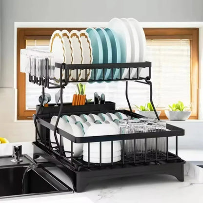 Dish Drying Rack w/ Drainboard, Detachable Dish Drainers