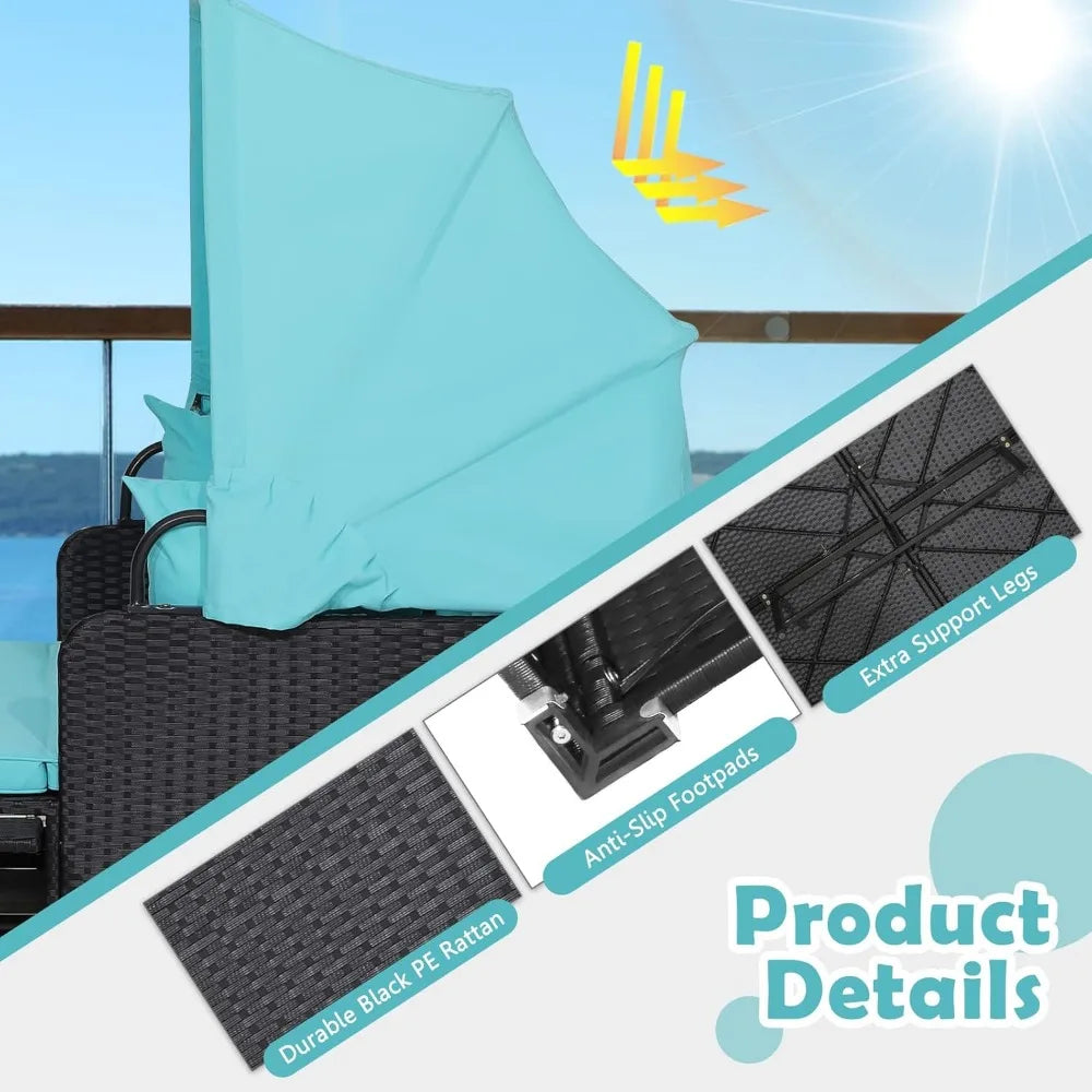 Patio Daybed w/ Retractable Canopy