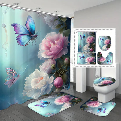 Shower Curtain, floor, U-shaped, toilet O cover mat