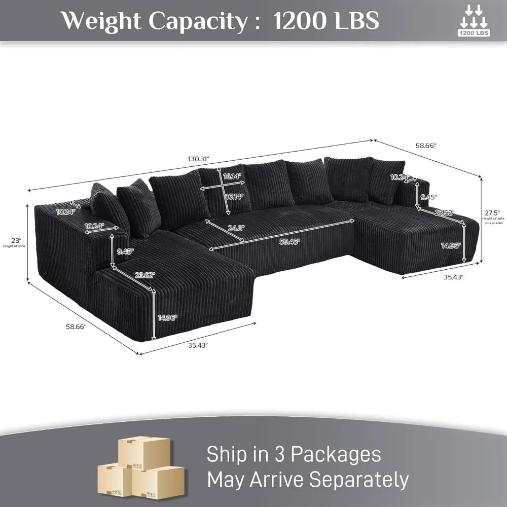 Comfy Corduroy Couch Sectional Sofa
