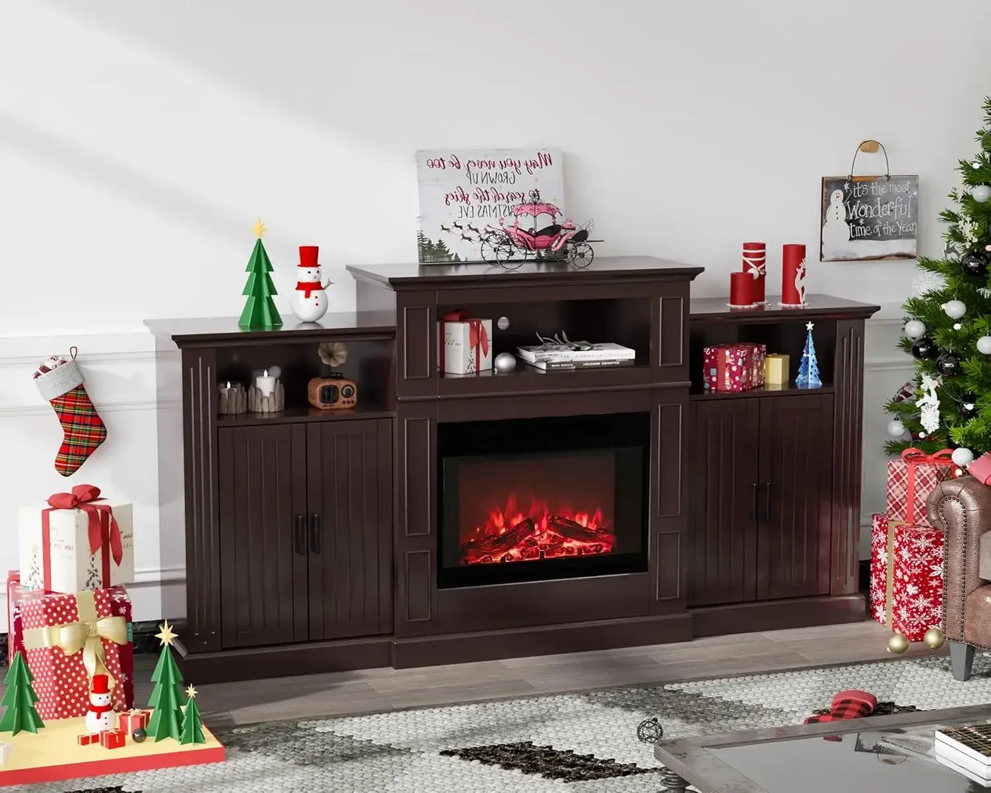 Electric Fireplace with Mantel