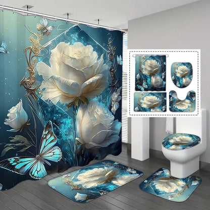 Shower Curtain, floor, U-shaped, toilet O cover mat