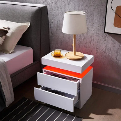LED Nightstand with 2 Drawers