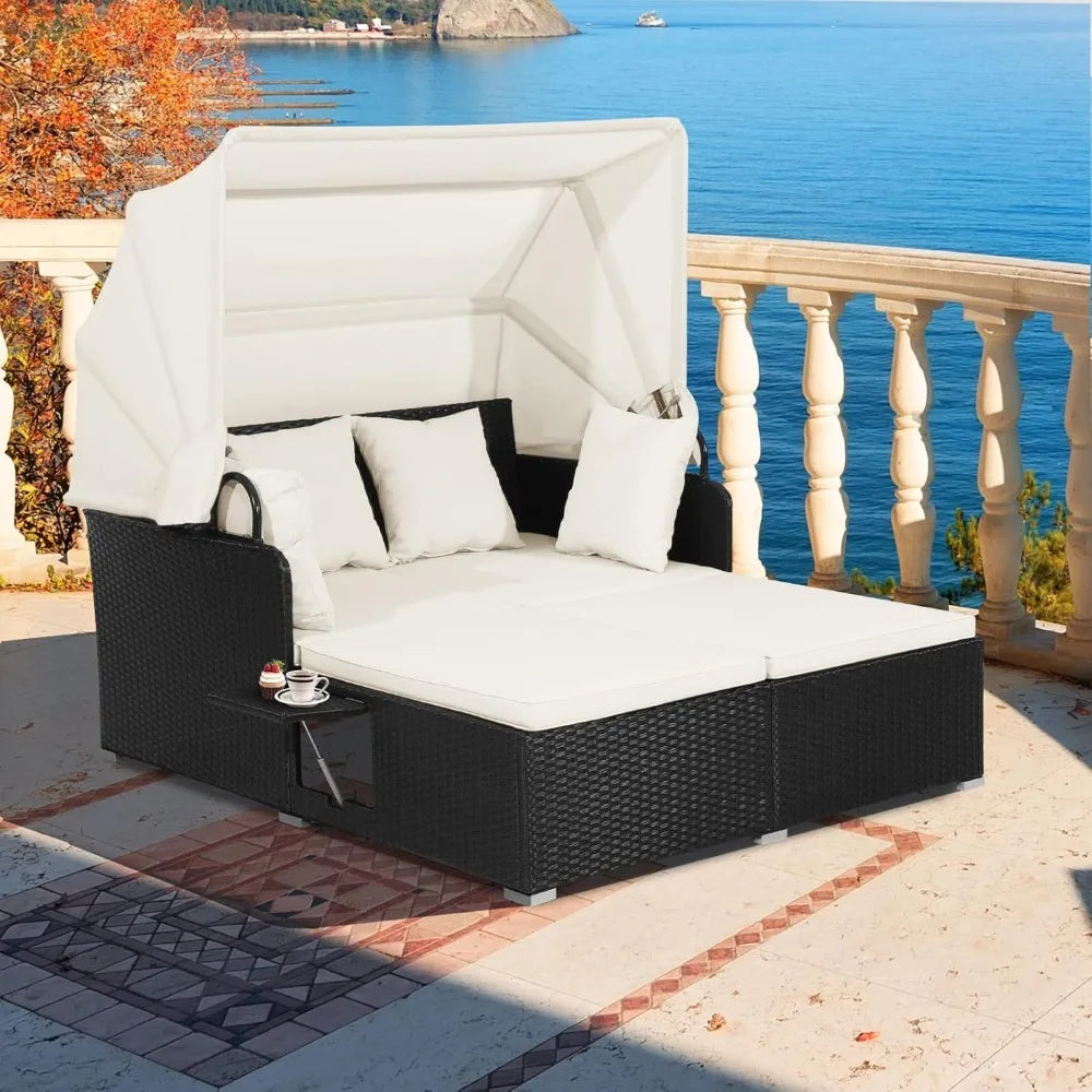 Wicker Daybed Patio Loveseat Sofa Set