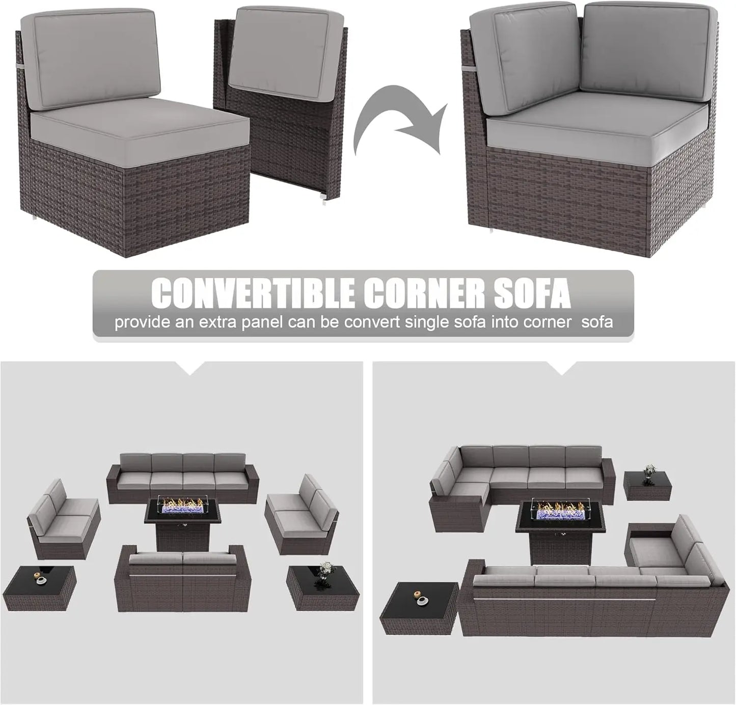 Patio Furniture Set with 44" Fire Pit Table