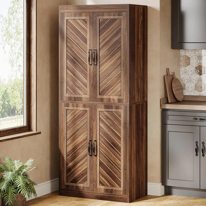 Kitchen Pantry Cabinet, Rustic Wood Cupboard