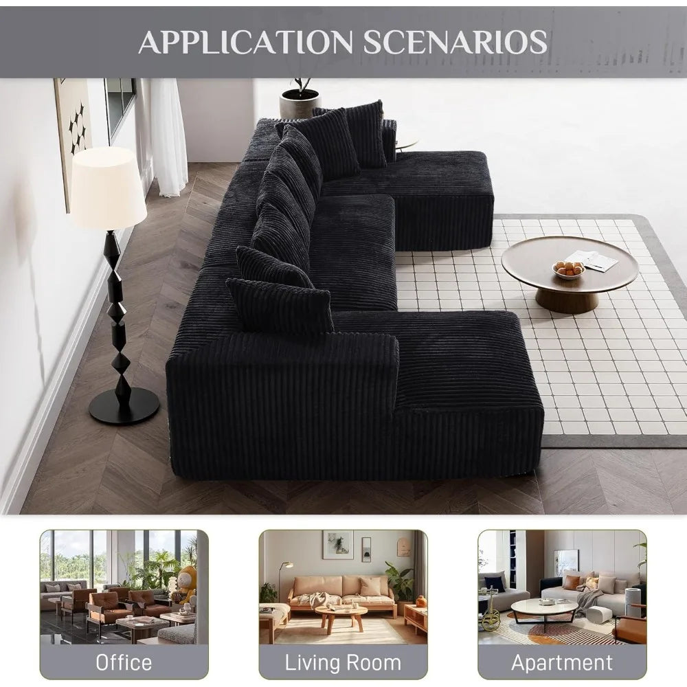 Comfy Corduroy Couch Sectional Sofa