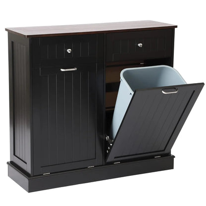 Tilt Out Trash Can/Recycling Cabinet, Dog Proof