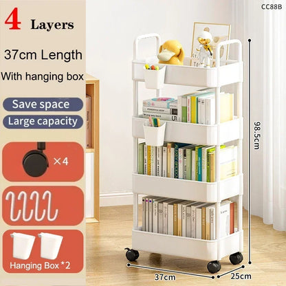 Bookshelf Storage Trolley Mobile