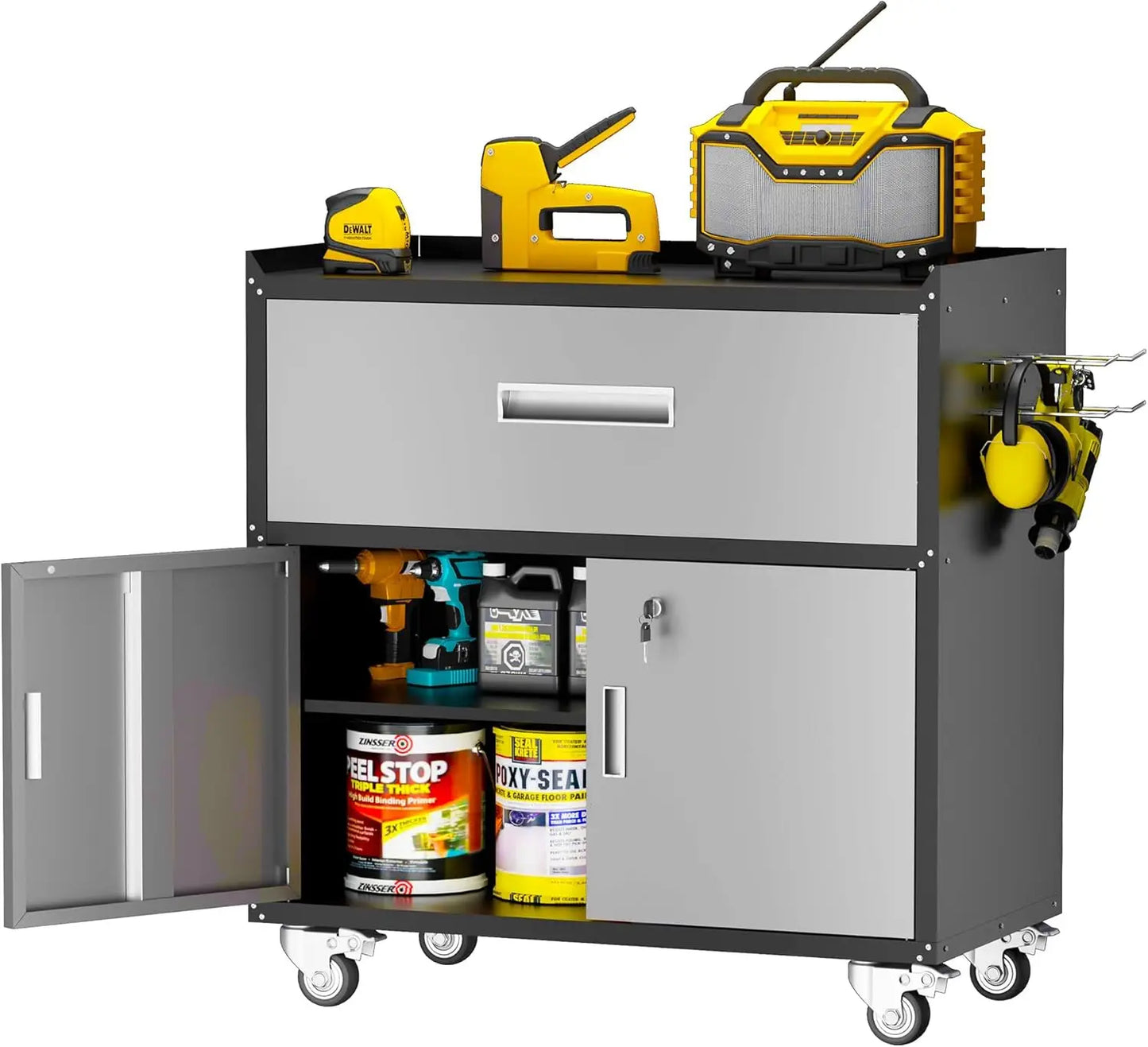 Metal Garage Storage Cabinet w/ Locking Doors