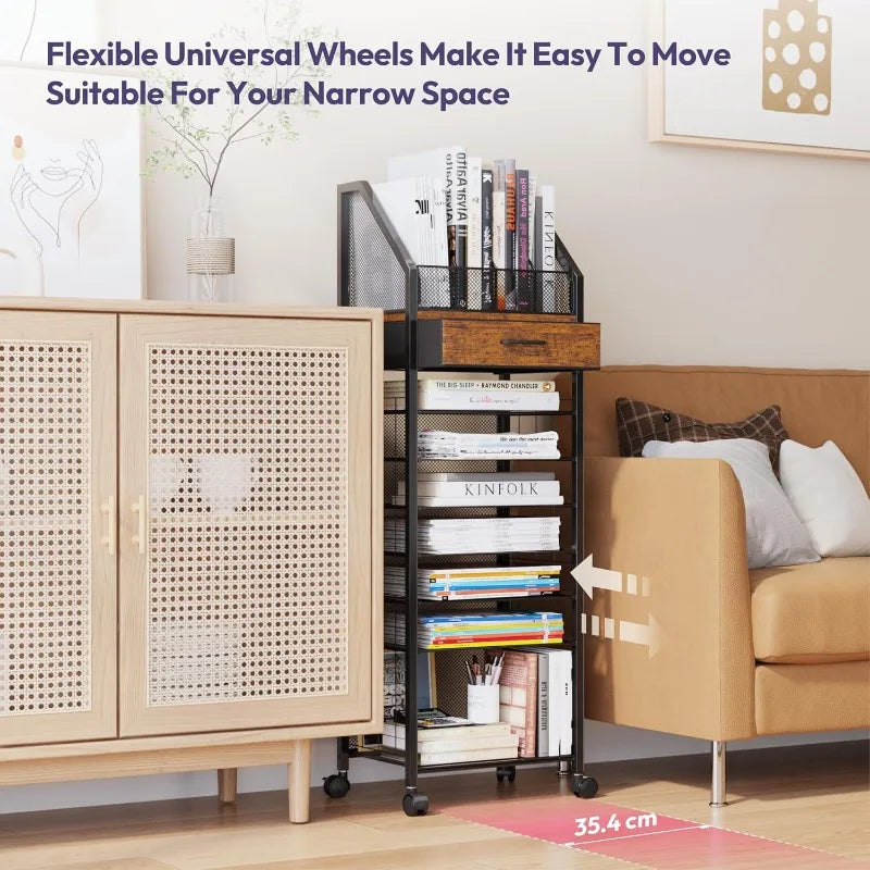 9-Tier Rolling File Cart, Office Organization