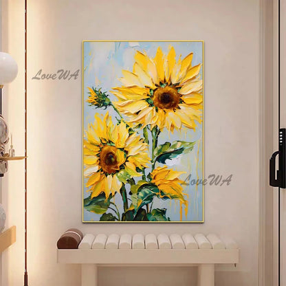 Thick Acrylic Sunflower Flower Vase Oil Painting
