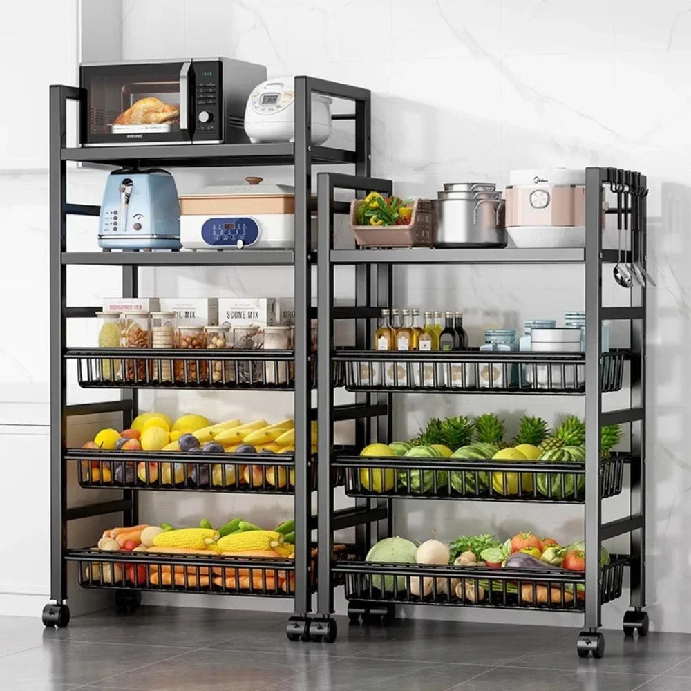Kitchen Vegetable Basket Trolley & Multifunctional Storage Rack