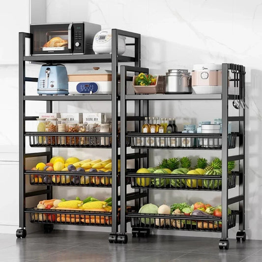 Kitchen Vegetable Basket Trolley & Multifunctional Storage Rack