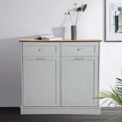 Tilt Out Trash Can/Recycling Cabinet, Dog Proof