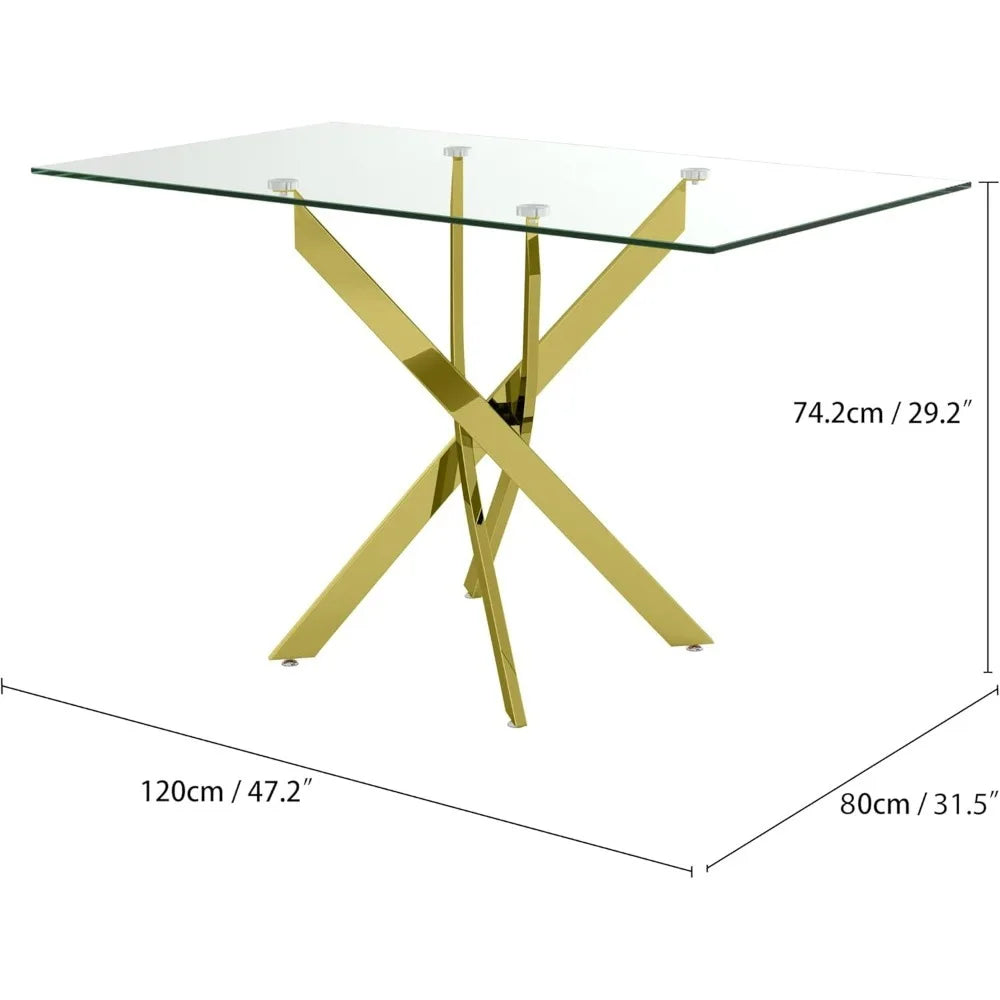 5 Piece Dining Table Set, Tempered Glass Set