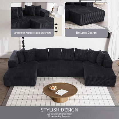 Comfy Corduroy Couch Sectional Sofa