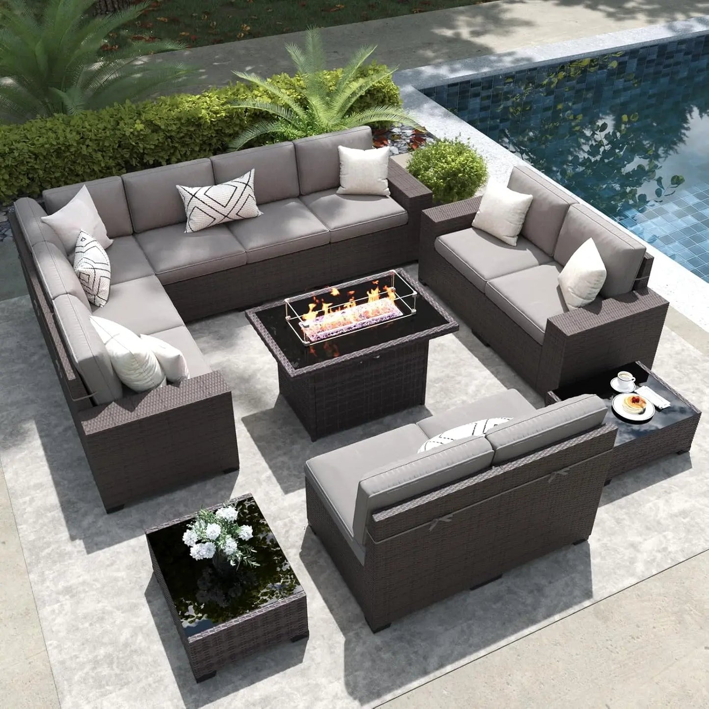 Patio Furniture Set with 44" Fire Pit Table