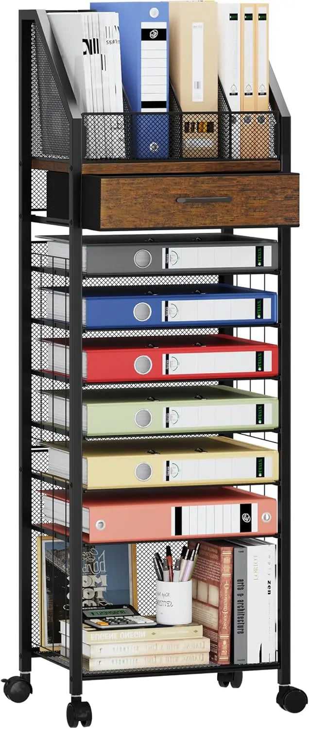 9-Tier Rolling File Cart, Office Organization