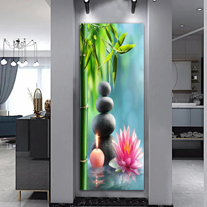 Landscape Zen Bamboo Black Stone Water Spa Canvas