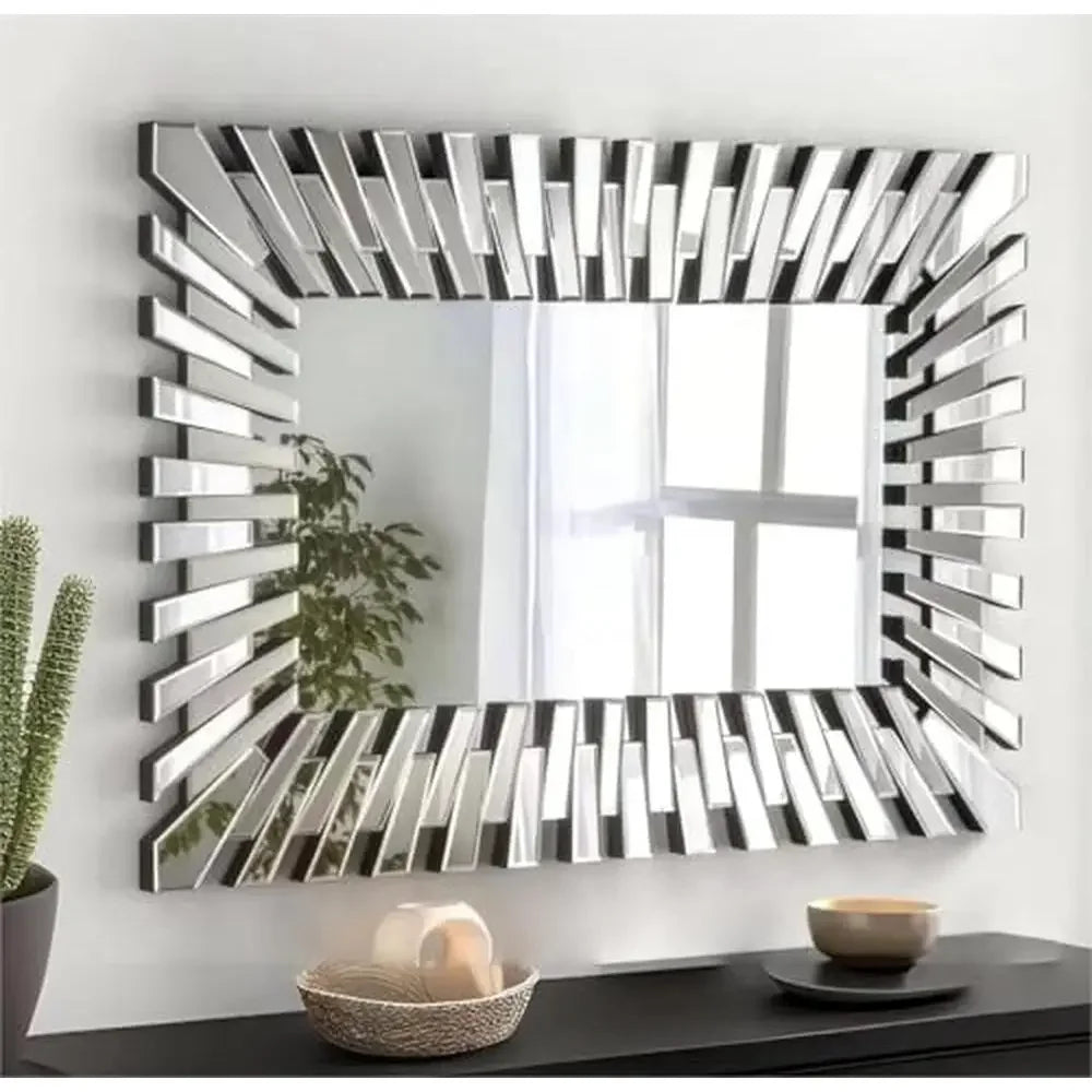 Modern Glass Wall Mirror w/ Decorative Accent