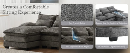 Sofa Sleeper w/ Double Chaise Memory Foam
