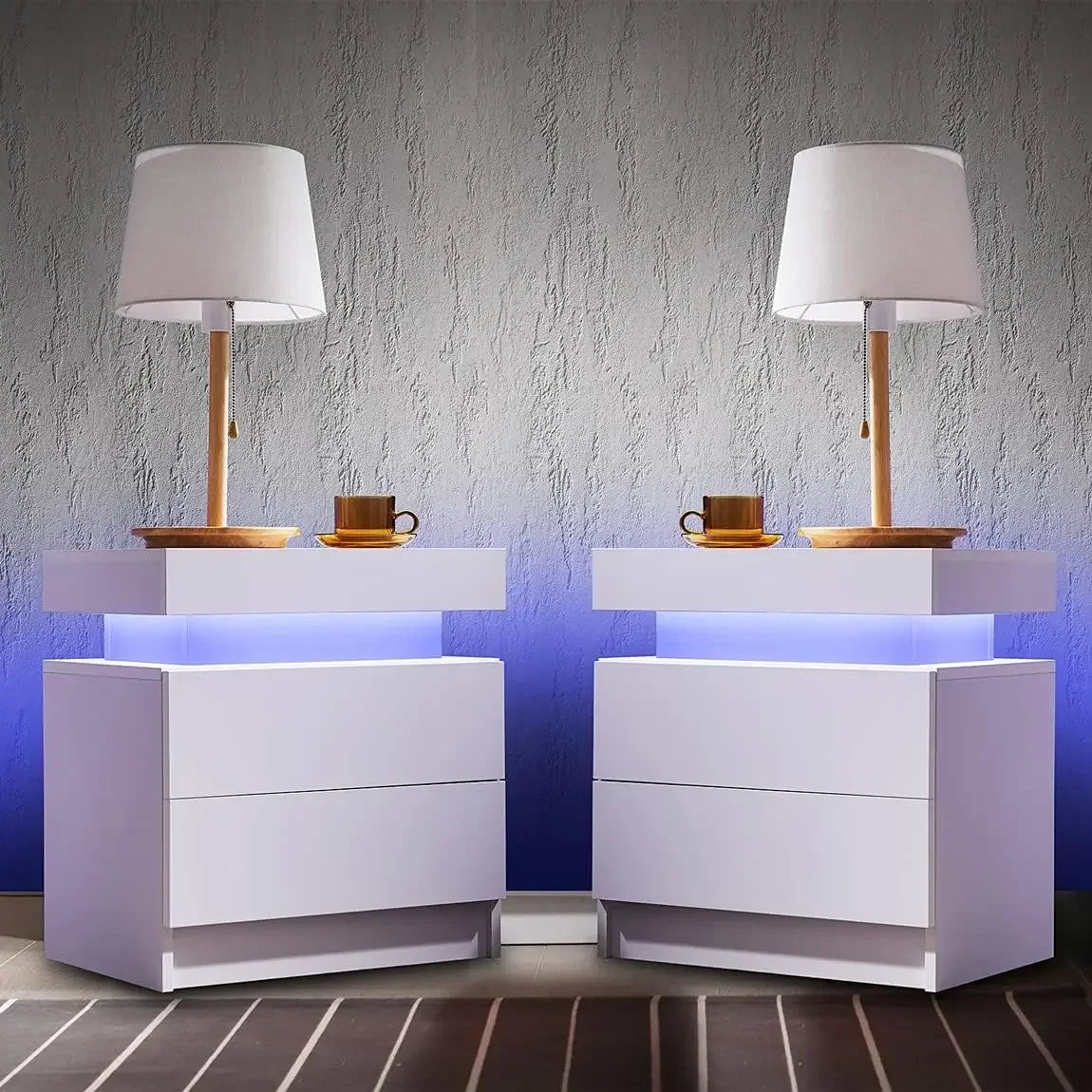 LED Nightstand with 2 Drawers