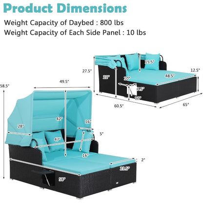 Patio Daybed w/ Retractable Canopy
