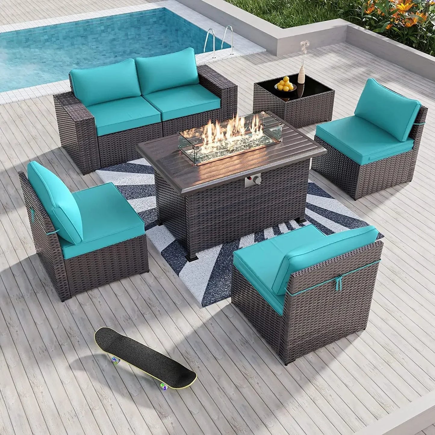 Patio Furniture Set w/ Gas Propane Fire Pit