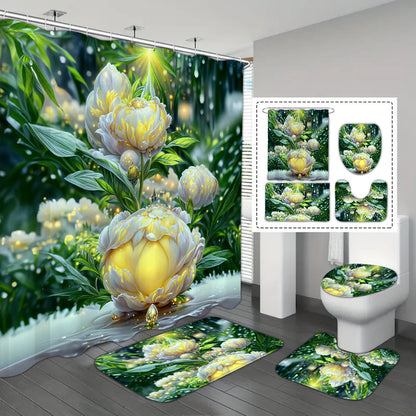 Shower Curtain, floor, U-shaped, toilet O cover mat