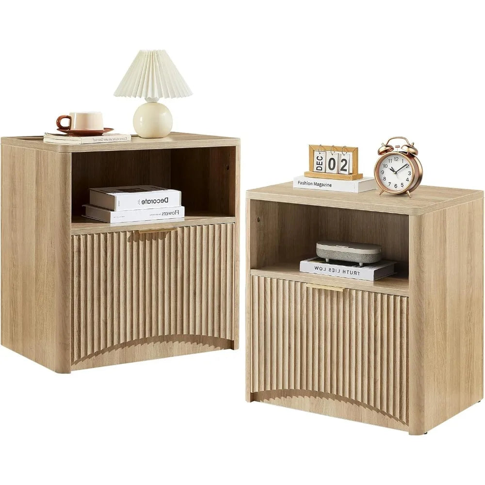Fluted Nightstand Set of 2