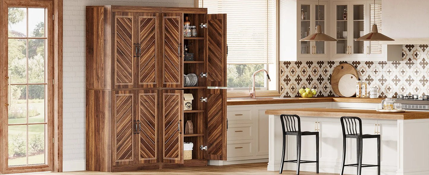 Kitchen Pantry Cabinet, Rustic Wood Cupboard