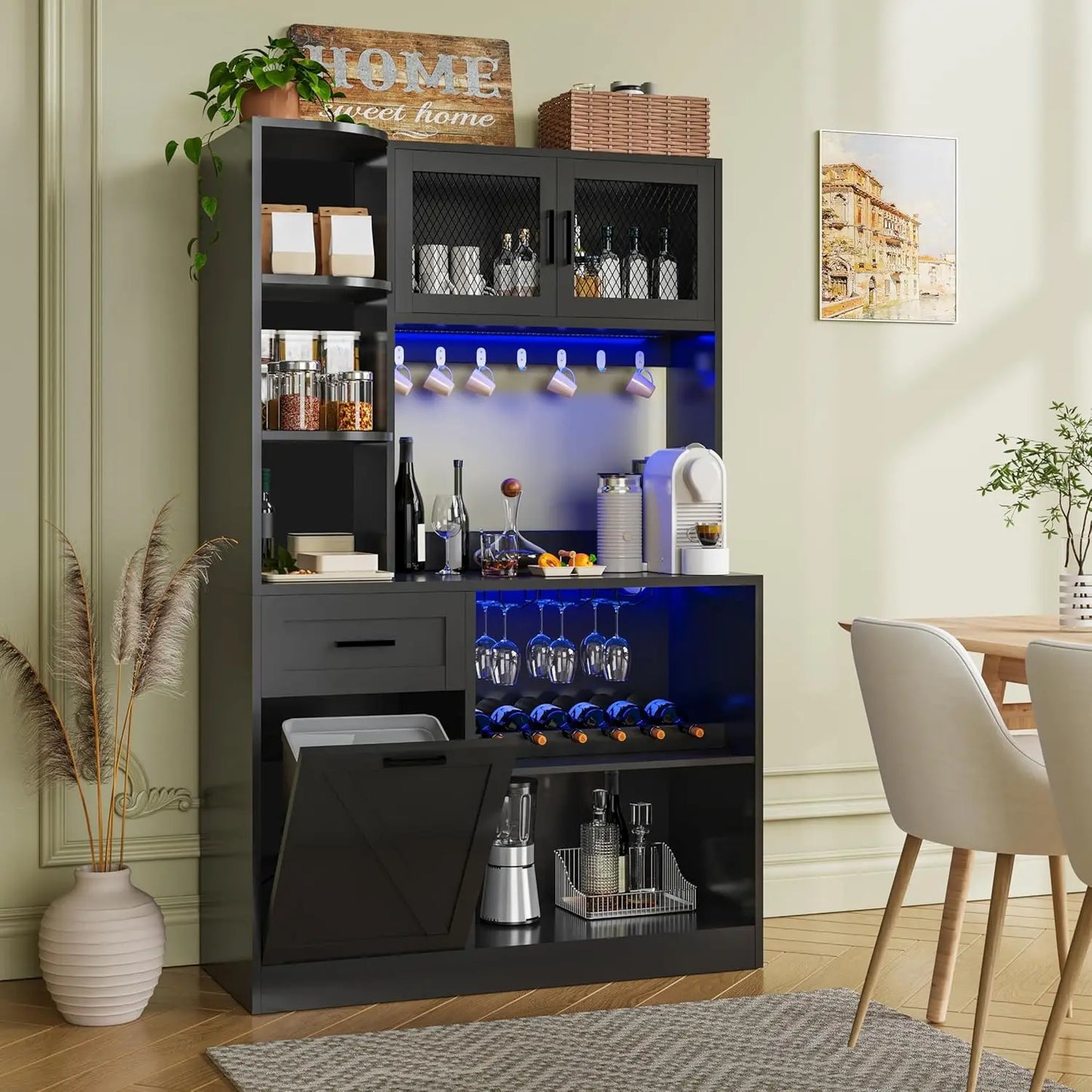 Tall Modern Kitchen Pantry Storage Cabinet with Drawer
