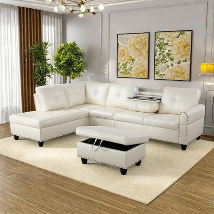 L Shaped Sofa w/ Ottoman Sectional