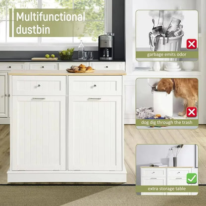 Tilt Out Trash Can/Recycling Cabinet, Dog Proof
