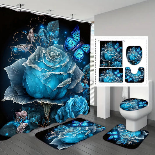 Shower Curtain, floor, U-shaped, toilet O cover mat