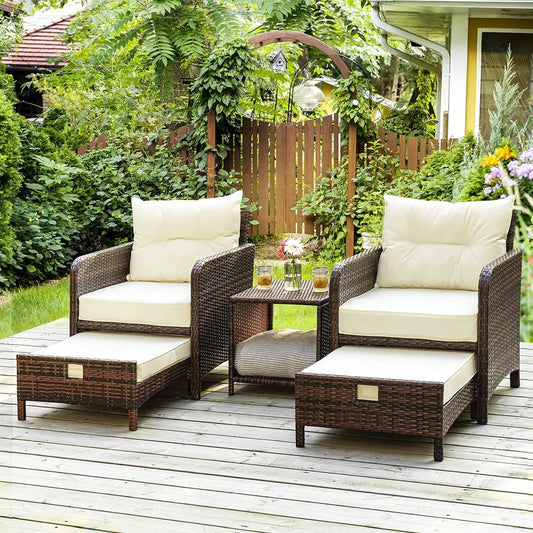 Wicker Patio Furniture Set w/Ottoman