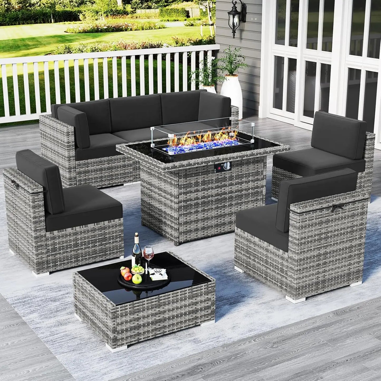 Patio Furniture Set with 44" Fire Pit Table