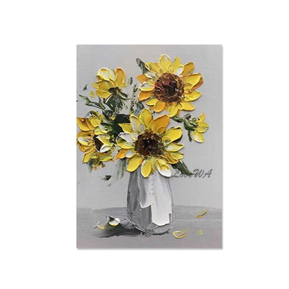 Thick Acrylic Sunflower Flower Vase Oil Painting