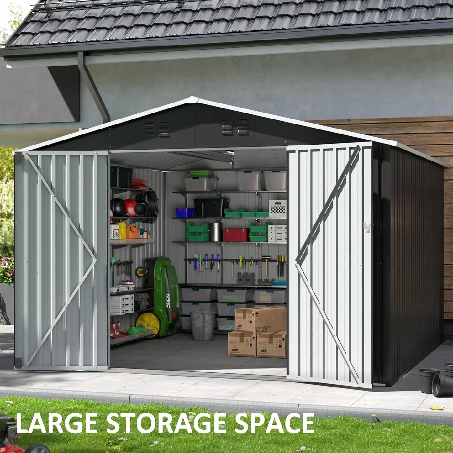 Outdoor Storage Shed w/ Lockable Doors